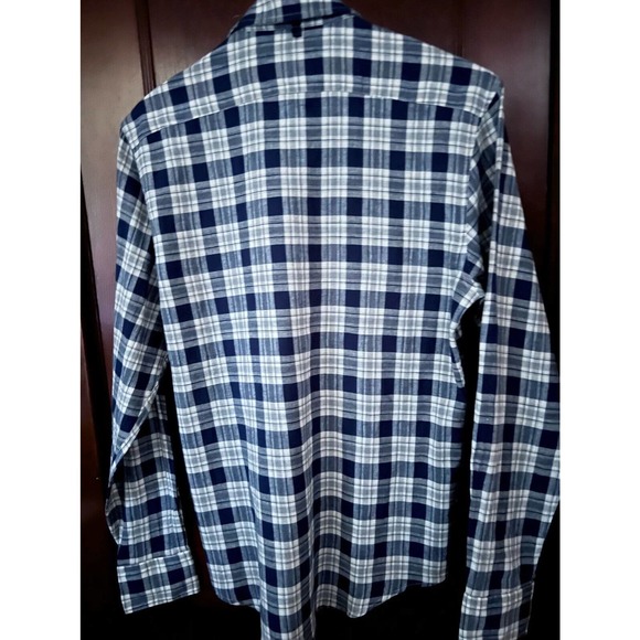 WRK BLUE & GRAY LONG SLEEVE COTTON LINEN SHIRT NWT SIZE M SLIM FIT - Picture 3 of 4